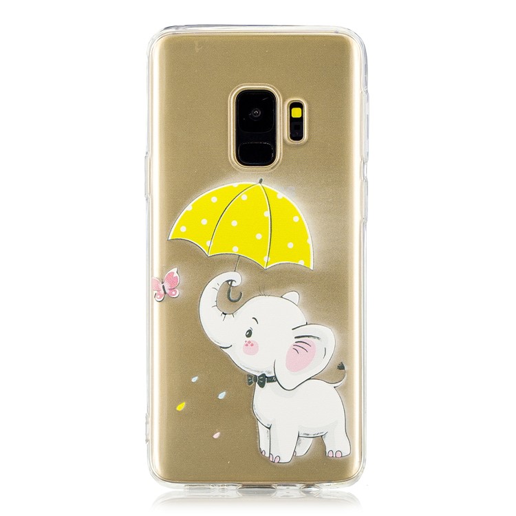 Pattern Printing TPU Case for Samsung Galaxy S9 SM-G960 - Elephant Holding an Umbrella-3