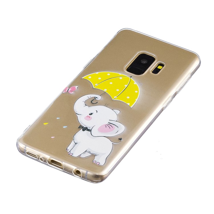Pattern Printing TPU Case for Samsung Galaxy S9 SM-G960 - Elephant Holding an Umbrella-4