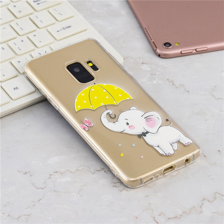 Pattern Printing TPU Case for Samsung Galaxy S9 SM-G960 - Elephant Holding an Umbrella-7