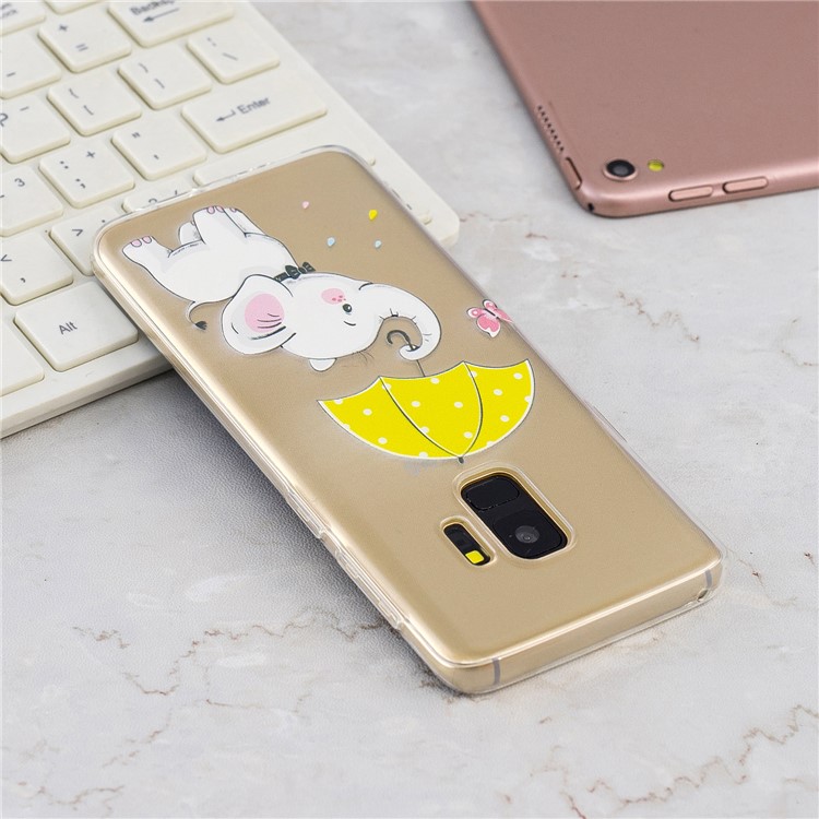 Pattern Printing TPU Case for Samsung Galaxy S9 SM-G960 - Elephant Holding an Umbrella-8