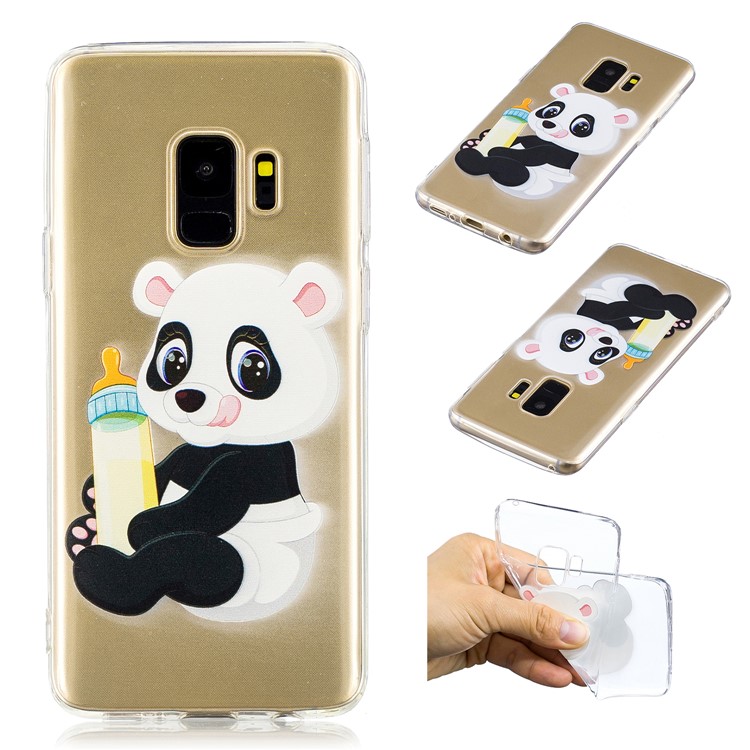 

Шаблон Печати Корпус Корпуса TPU Для Галактики Samsung S9 SM-G960 - Панда С Бутылкой