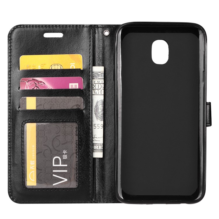 Crazy Horse Texture Wallet Stand Leather Phone Case for Samsung Galaxy J4 (2018) - Black-4