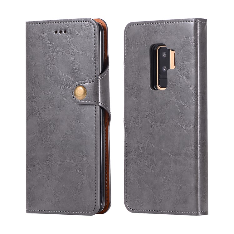 Crazy Horse PU Leather Wallet Cover + Detachable Leather Coated TPU Case for Samsung Galaxy S9+ SM-G965 - Black-1