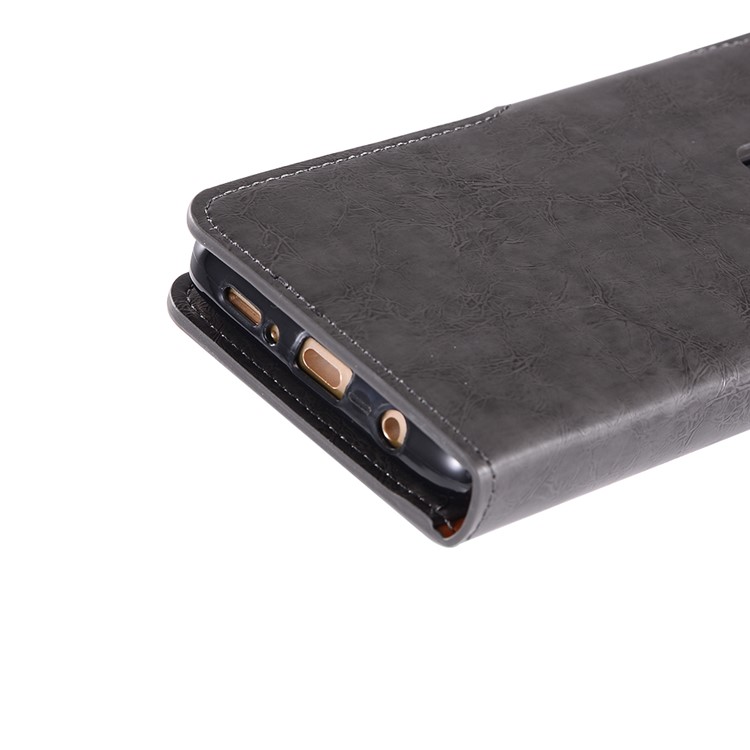 Crazy Horse PU Leather Wallet Cover + Detachable Leather Coated TPU Case for Samsung Galaxy S9+ SM-G965 - Black-8