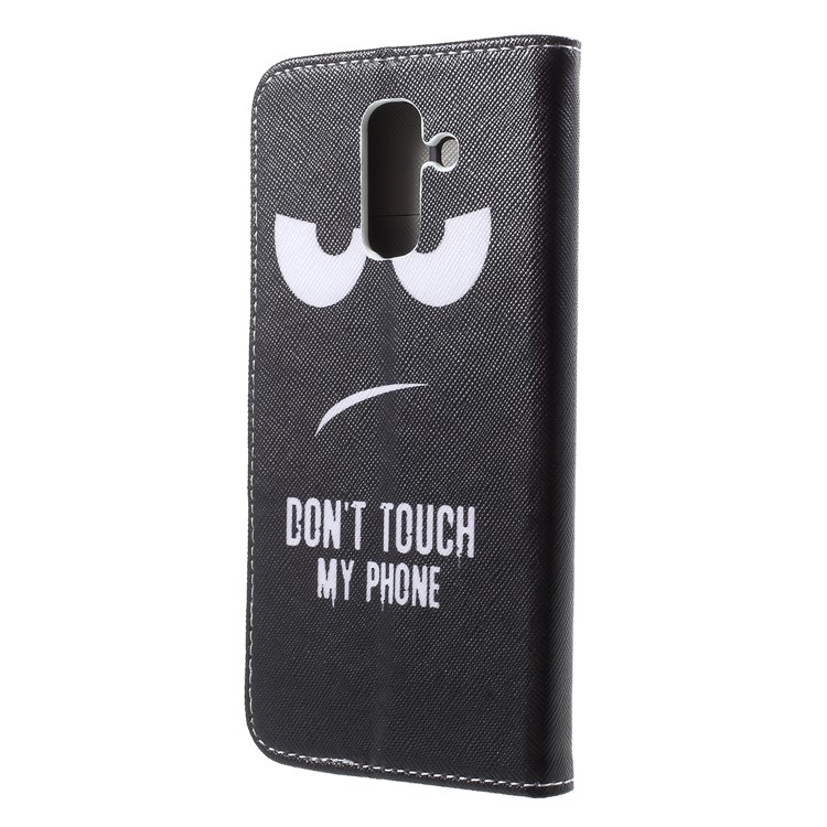 Cross Texture Patterned Wallet Leather Case for Samsung Galaxy A6+ (2018) - Do not Touch My Phone-2