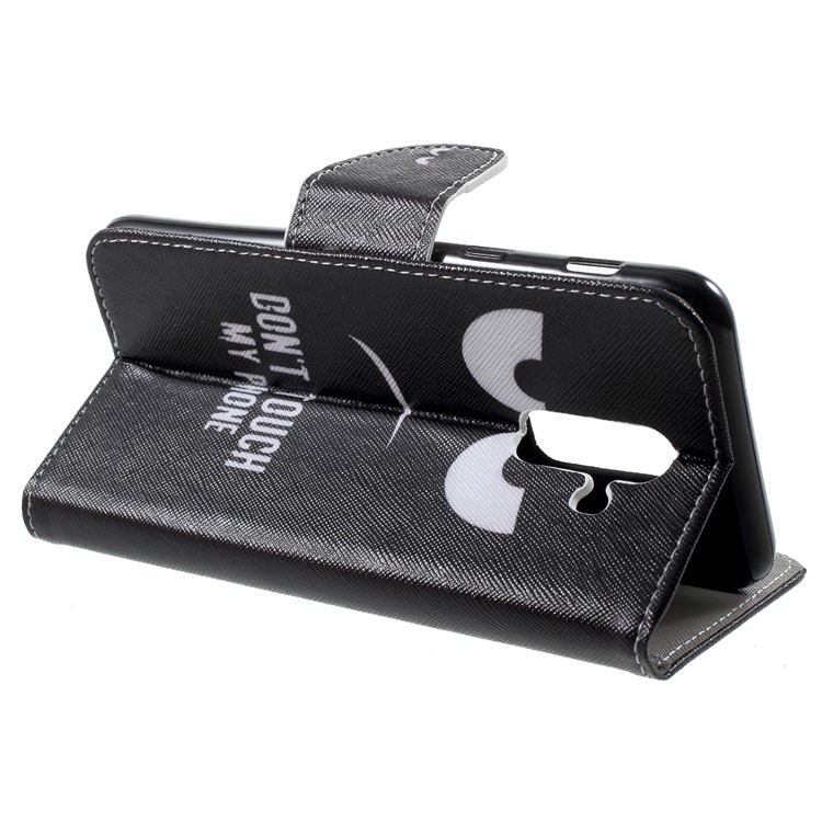 Cross Texture Patterned Wallet Leather Case for Samsung Galaxy A6+ (2018) - Do not Touch My Phone-4