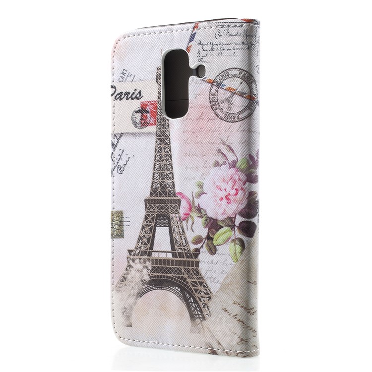 Cruz Textura Padronizada Carteira De Couro Tampa Do Telefone Móvel Para Samsung Galaxy A6 + (2018) - Torre Eiffel-2