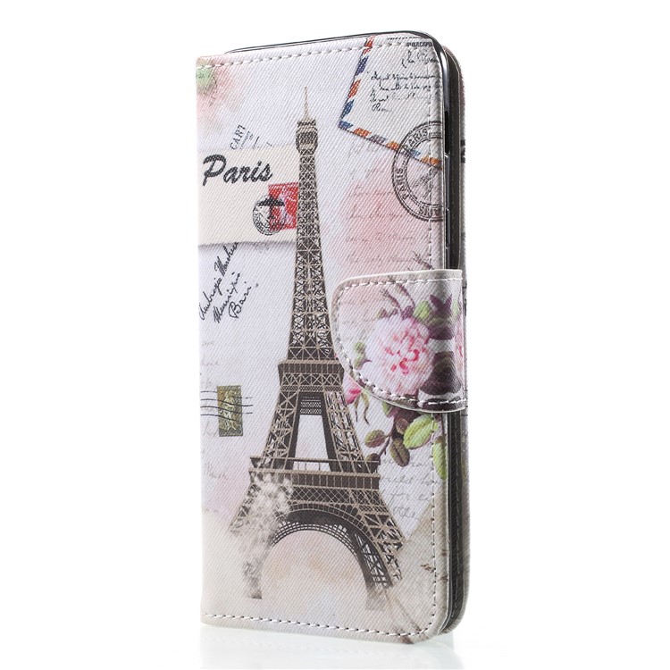 Cruz Textura Padronizada Carteira De Couro Tampa Do Telefone Móvel Para Samsung Galaxy A6 + (2018) - Torre Eiffel-3