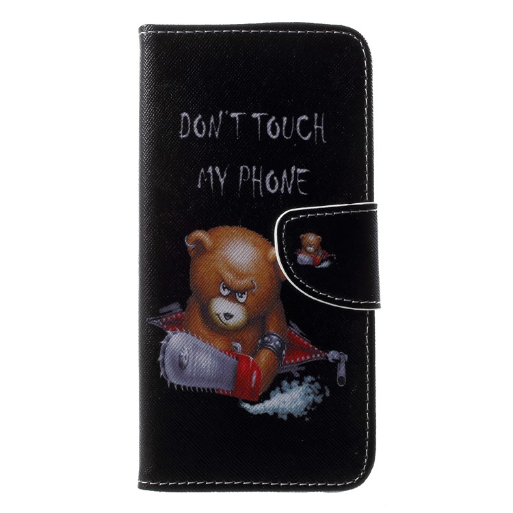Cross Texture Patterned Wallet Leather Protective Case for Samsung Galaxy A6+ (2018) - Angry Bear-1