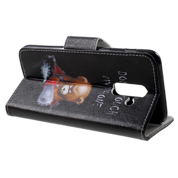 Cross Texture Patterned Wallet Leather Protective Case for Samsung Galaxy A6+ (2018) - Angry Bear-4