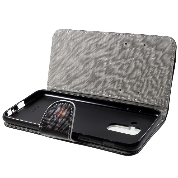 Cross Texture Patterned Wallet Leather Protective Case for Samsung Galaxy A6+ (2018) - Angry Bear-6