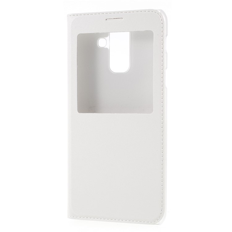 View Window Leather Phone Cover for Samsung Galaxy A6 Plus (2018)/A9 Star Lite - White-2