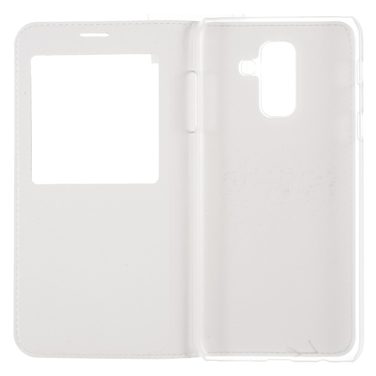 View Window Leather Phone Cover for Samsung Galaxy A6 Plus (2018)/A9 Star Lite - White-7