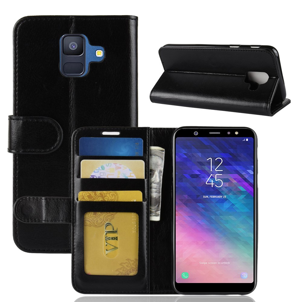 Crazy Horse PU Leather Protection Mobile Phone Shell for Samsung Galaxy A6 (2018) - Black-2