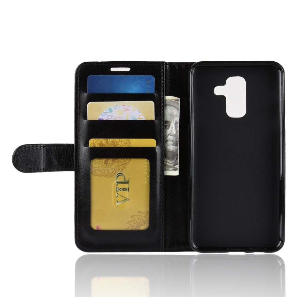 Crazy Horse PU Leather Wallet Phone Casing for Samsung Galaxy A6 Plus (2018) - Black-6