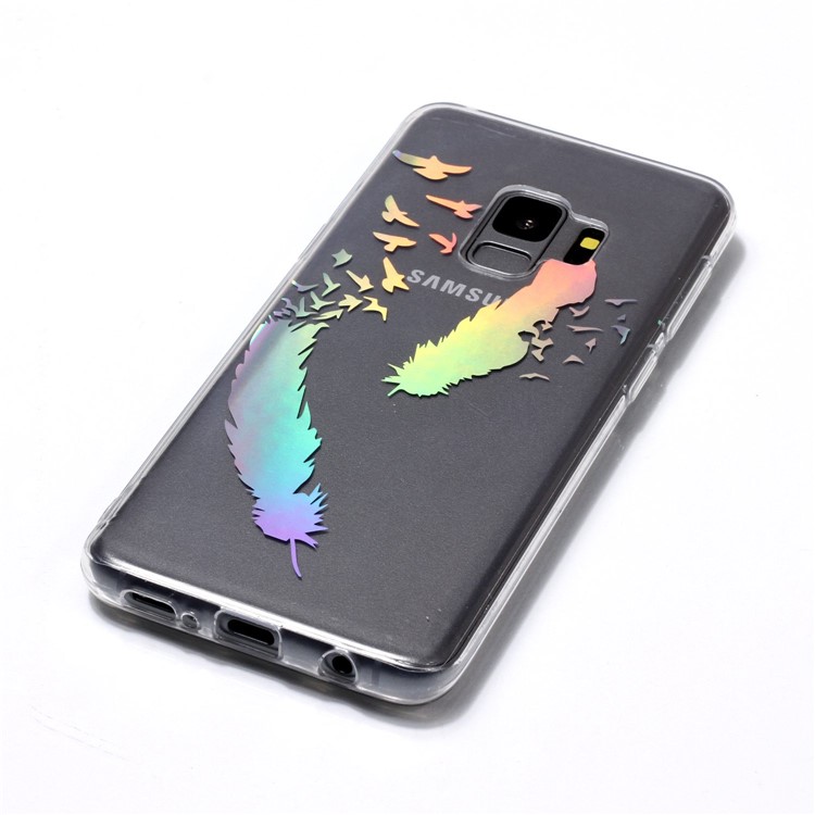 For Samsung Galaxy S9 G960 Colorful Laser Carving Patterned TPU Cover - Two Feathers-4