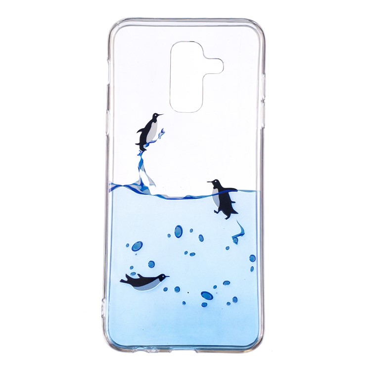 IMD Pattern TPU Protection Phone Accessory Case for Samsung Galaxy A6 Plus (2018) - Swimming Penguin-1