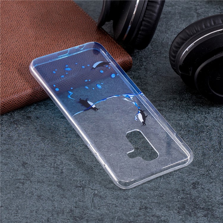 IMD Pattern TPU Protection Phone Accessory Case for Samsung Galaxy A6 Plus (2018) - Swimming Penguin-4