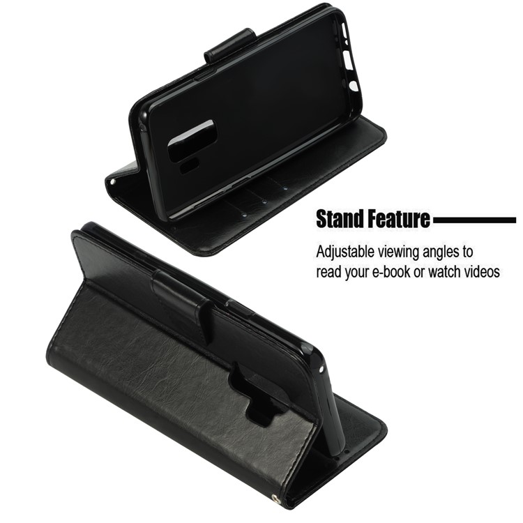 Vintage Oil Buffed Leather Stand Wallet Case for Samsung Galaxy S9 Plus SM-G965 - Black-3
