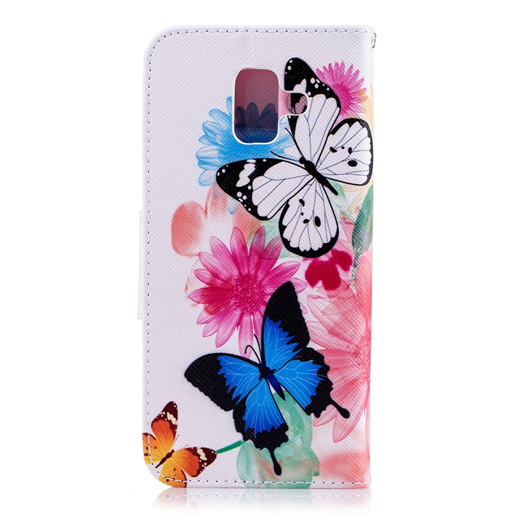 Pattern Printing PU Leather Wallet Phone Case for Samsung Galaxy A6 (2018) - Butterflies and Flowers-3
