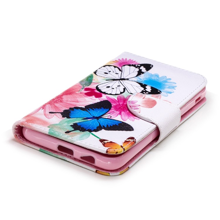 Pattern Printing PU Leather Wallet Phone Case for Samsung Galaxy A6 (2018) - Butterflies and Flowers-6