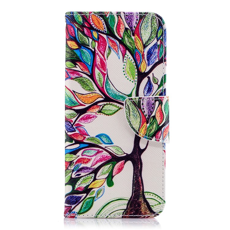 Pattern Printing PU Leather Wallet Phone Cover for Samsung Galaxy A6 (2018) - Colorized Tree-2