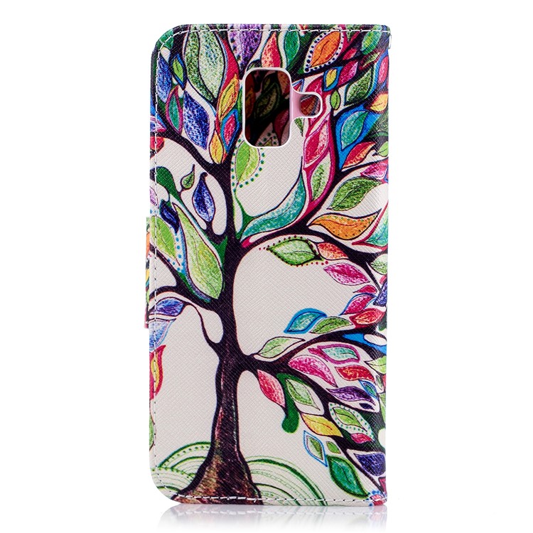 Pattern Printing PU Leather Wallet Phone Cover for Samsung Galaxy A6 (2018) - Colorized Tree-3