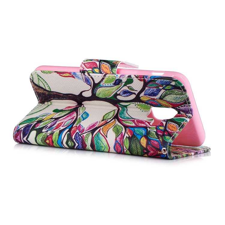 Pattern Printing PU Leather Wallet Phone Cover for Samsung Galaxy A6 (2018) - Colorized Tree-4