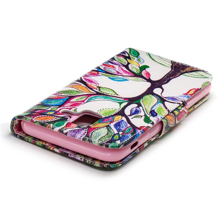 Pattern Printing PU Leather Wallet Phone Cover for Samsung Galaxy A6 (2018) - Colorized Tree-7
