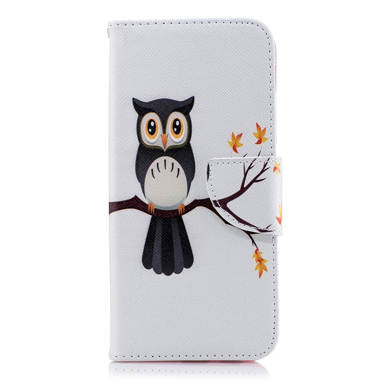 For Samsung Galaxy A6 (2018) Pattern Printing Leather Wallet Stand Case - An Owl Standing on Branch-2