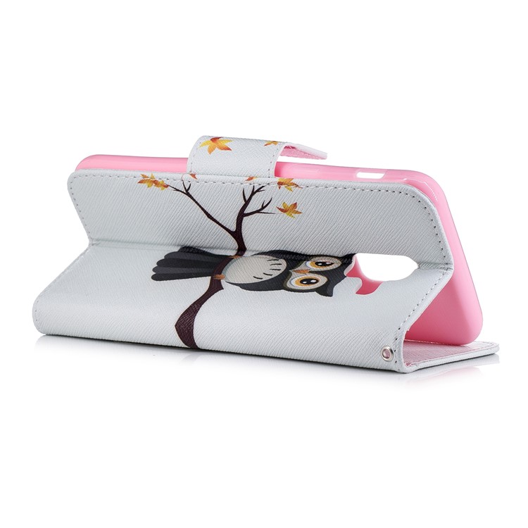 For Samsung Galaxy A6 (2018) Pattern Printing Leather Wallet Stand Case - An Owl Standing on Branch-4