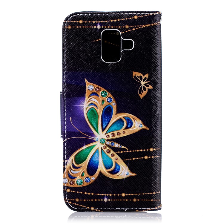 For Samsung Galaxy A6 (2018) Pattern Printing Leather Stand Mobile Casing - Butterfly with Diamond-5