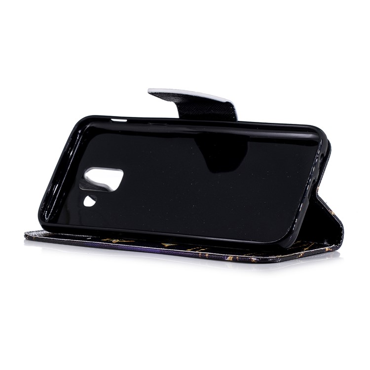For Samsung Galaxy A6 (2018) Pattern Printing Leather Stand Mobile Casing - Butterfly with Diamond-9