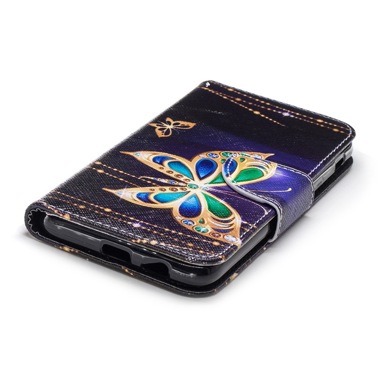 For Samsung Galaxy A6 (2018) Pattern Printing Leather Stand Mobile Casing - Butterfly with Diamond-11