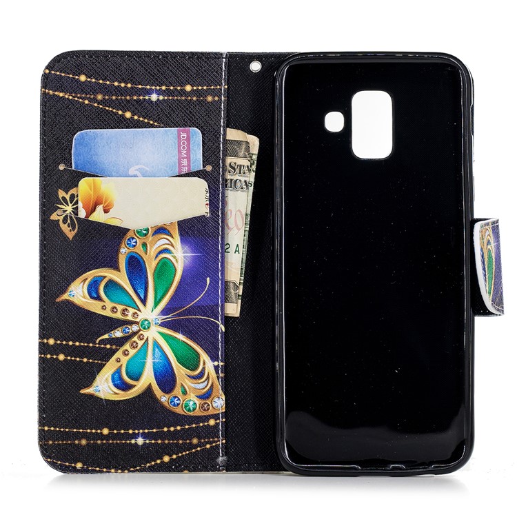 For Samsung Galaxy A6 (2018) Pattern Printing Leather Stand Mobile Casing - Butterfly with Diamond-15