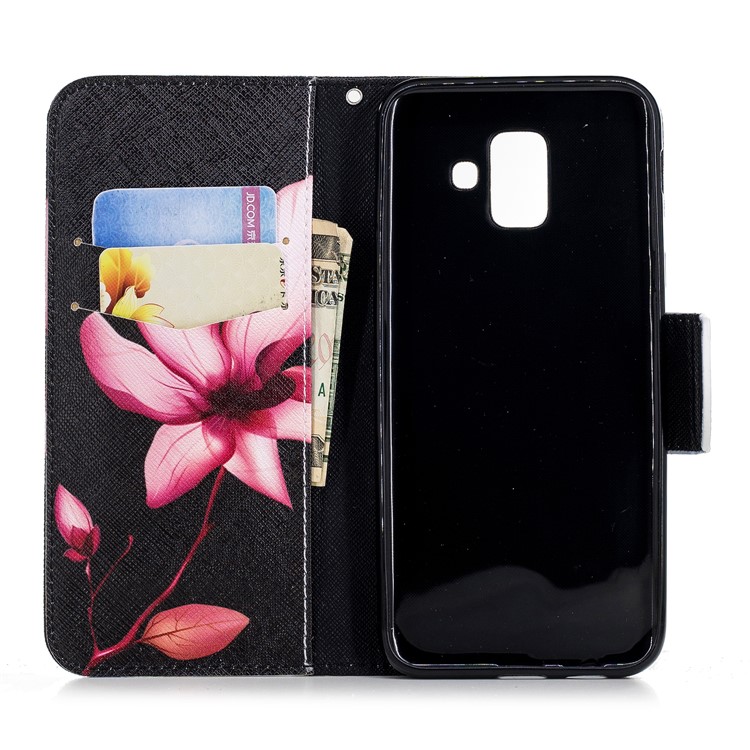 For Samsung Galaxy A6 (2018) Pattern Printing Leather Wallet Mobile Phone Case - Flower Pattern-15