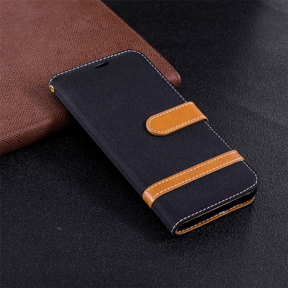Contrast Color Jean Cloth PU Leather Case Shell for Samsung Galaxy A6 (2018) - Black-10