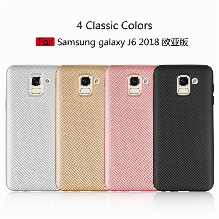 Carbon Fiber Texture TPU Back Case for Samsung Galaxy J6 (2018) - Black-2