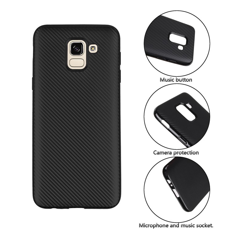 Carbon Fiber Texture TPU Back Case for Samsung Galaxy J6 (2018) - Black-7
