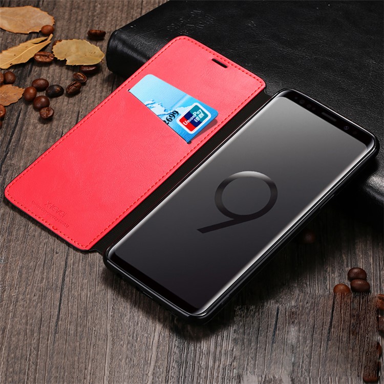 X-LEVEL Card Holder Leather Flip Mobile Case for Samsung Galaxy S9+ G965 - Black-3