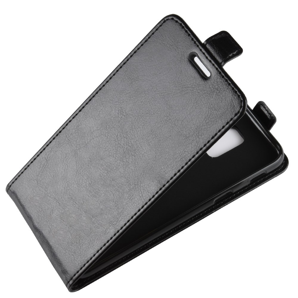 Crazy Horse Vertical Flip Card Halter Ledertasche Für Samsung Galaxy A6 (2018) - Schwarz