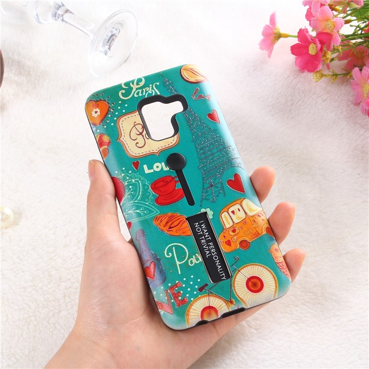 Embossment Cartoon Pattern TPU + PC Combo Cell Phone Shell with Kickstand for Samsung Galaxy A8 (2018) - Paris-2