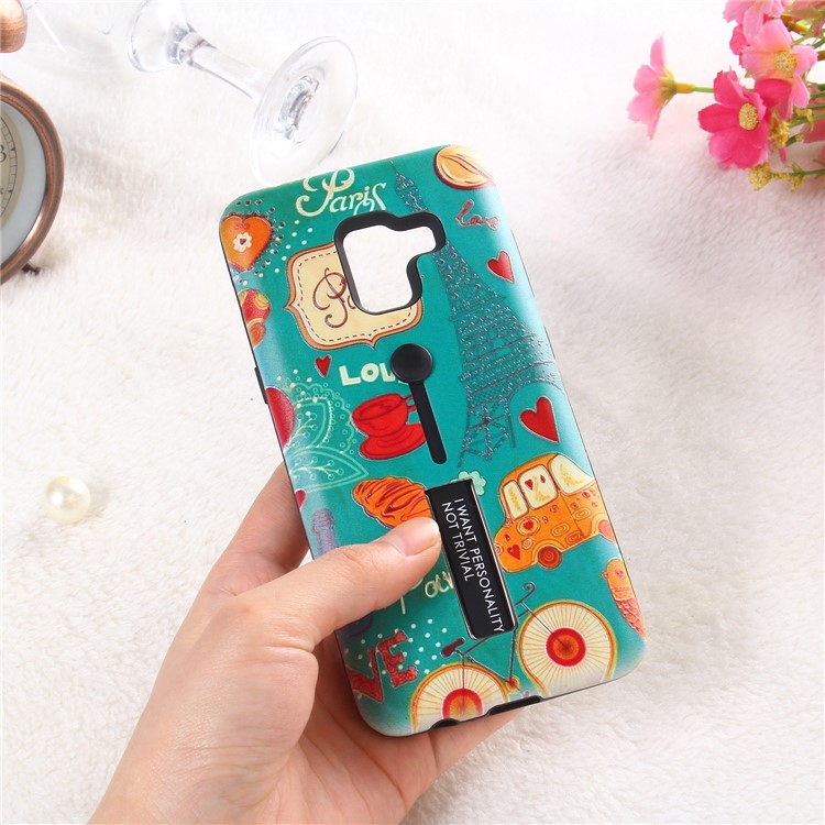 Embossment Cartoon Pattern TPU + PC Combo Cell Phone Shell with Kickstand for Samsung Galaxy A8 (2018) - Paris-4