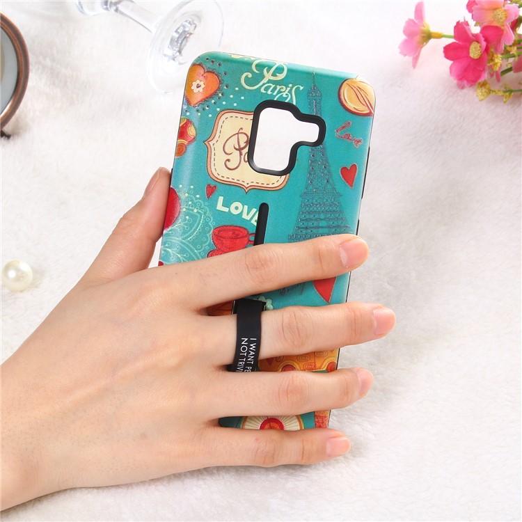 Embossment Cartoon Pattern TPU + PC Combo Cell Phone Shell with Kickstand for Samsung Galaxy A8 (2018) - Paris-5