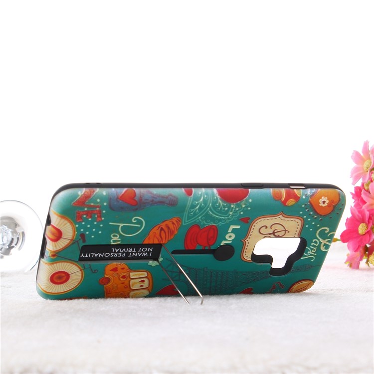 Embossment Cartoon Pattern TPU + PC Combo Cell Phone Shell with Kickstand for Samsung Galaxy A8 (2018) - Paris-7