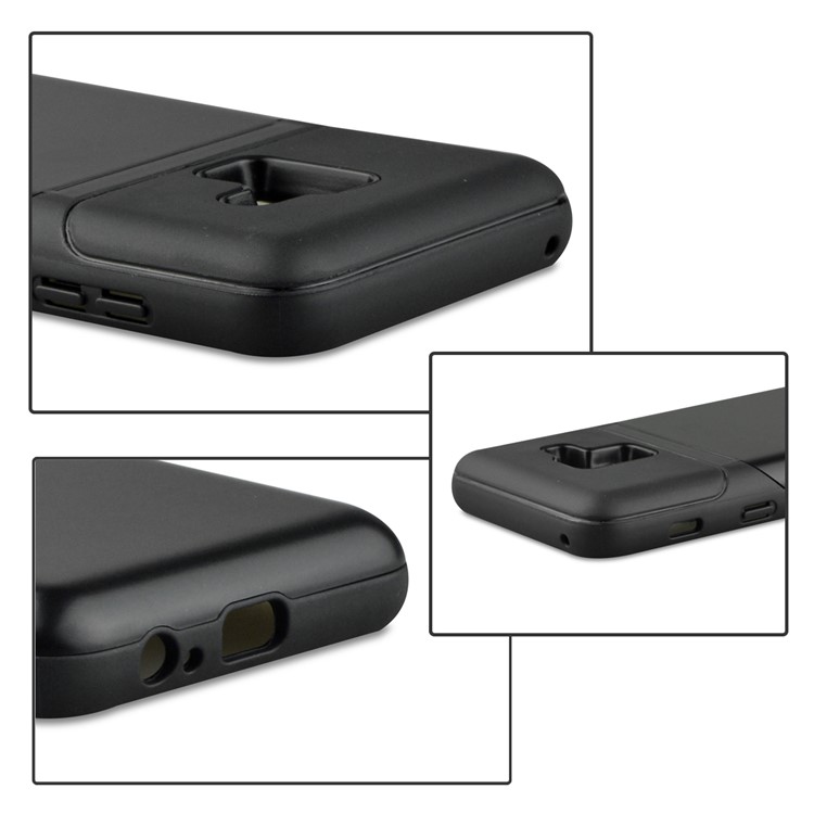 ANGIBABE Shockproof Heavy Duty PC + TPU Hybrid Card Holder Back Case with Kickstand Mirror for Samsung Galaxy A8 (2018) - Black-5