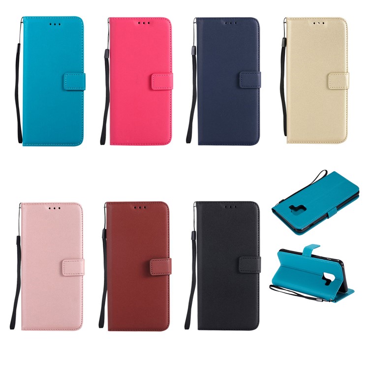 Wallet Stand Magnetic Leather Flip Protective Case with Strap for Samsung Galaxy A8+ (2018) - Black-10