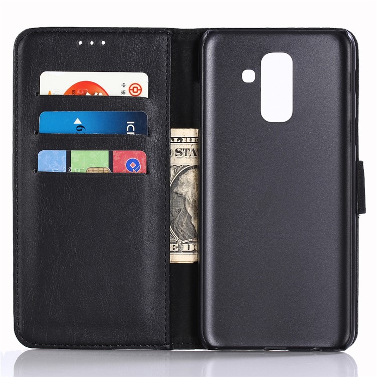Retro PU Leather Magnetic Wallet Stand Cover for Samsung Galaxy A6+ (2018) - Black-4