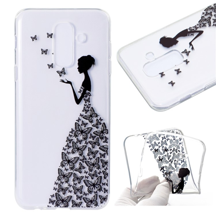 Pattern Printing TPU Soft Case for Samsung Galaxy A6+ (2018) - Butterfly and Beauty-1