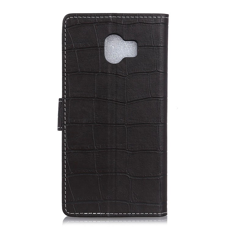 Retro Crocodile Texture Wallet Stand Leather Shell for Samsung Galaxy J4 (2018) EU Version - Black-2